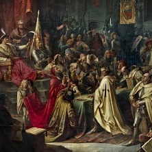  
	Dla upamiętnienia zawarcia II pokoju toruńskiego 1466 r. toruński malarz Marian Jaroczyński namalował duży obraz historyczny przedstawiający moment zawarcia tego przełomowego układu pokojowego. Obraz powstał w latach 1870-73. więcej >> 